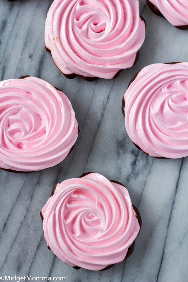 Chocolate Covered Strawberry Meringue Cookies • MidgetMomma