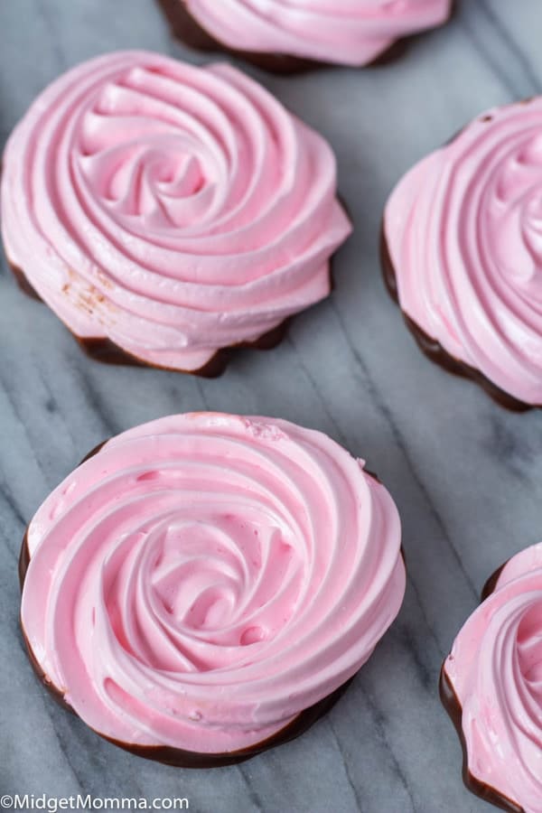 Chocolate Covered Strawberry Meringue Cookies • MidgetMomma