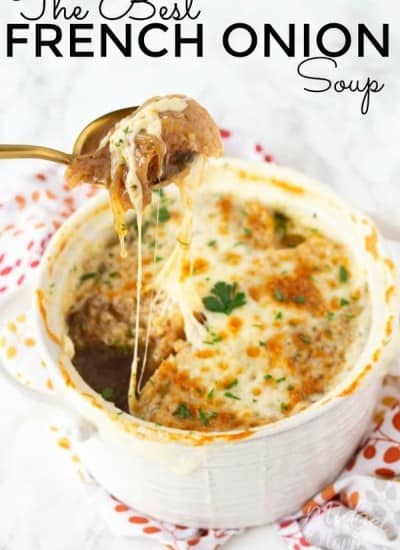 This French Onion Soup will make your guest feel like you spend a lot of time making it. Easy French Onion Soup is actually a simple soup with rich full beefy flavor. Making this homemade french onion soup will make you feel fancy right at home while enjoying this amazing homemade soup recipe. #FrenchOnion #SoupRecipe #FrenchOnionSoup #EasySoupRecipe