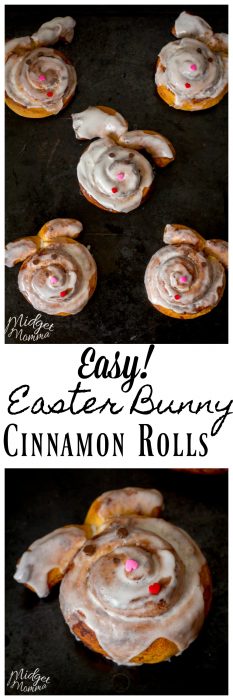 Super cute and east Easter Bunny Cinnamon Rolls - MidgetMomma. - These CinnaBunnies are a great way to turn you ordinary can of cinnamon rolls into something fun and special for Easter.
