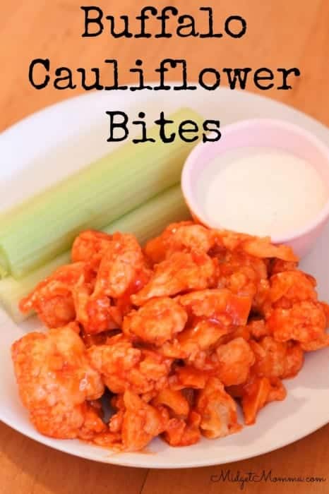 Make our Buffalo Cauliflower Bites Appetizer Recipe as a great delicious veggie option that feels like a guilty indulgence!  Ideal for Weight Watchers and dieters! 