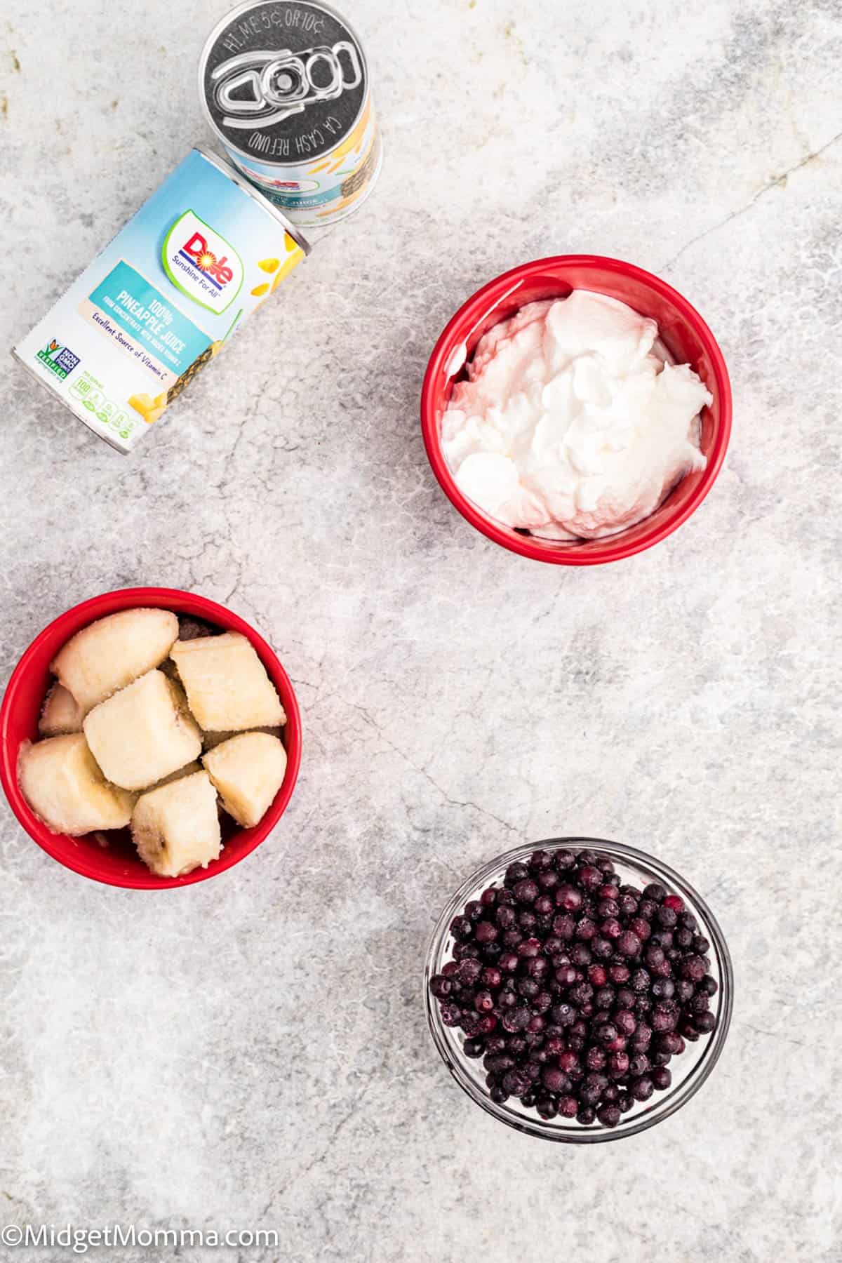 Pineapple Banana Blueberry Yogurt Popsicles ingredients 