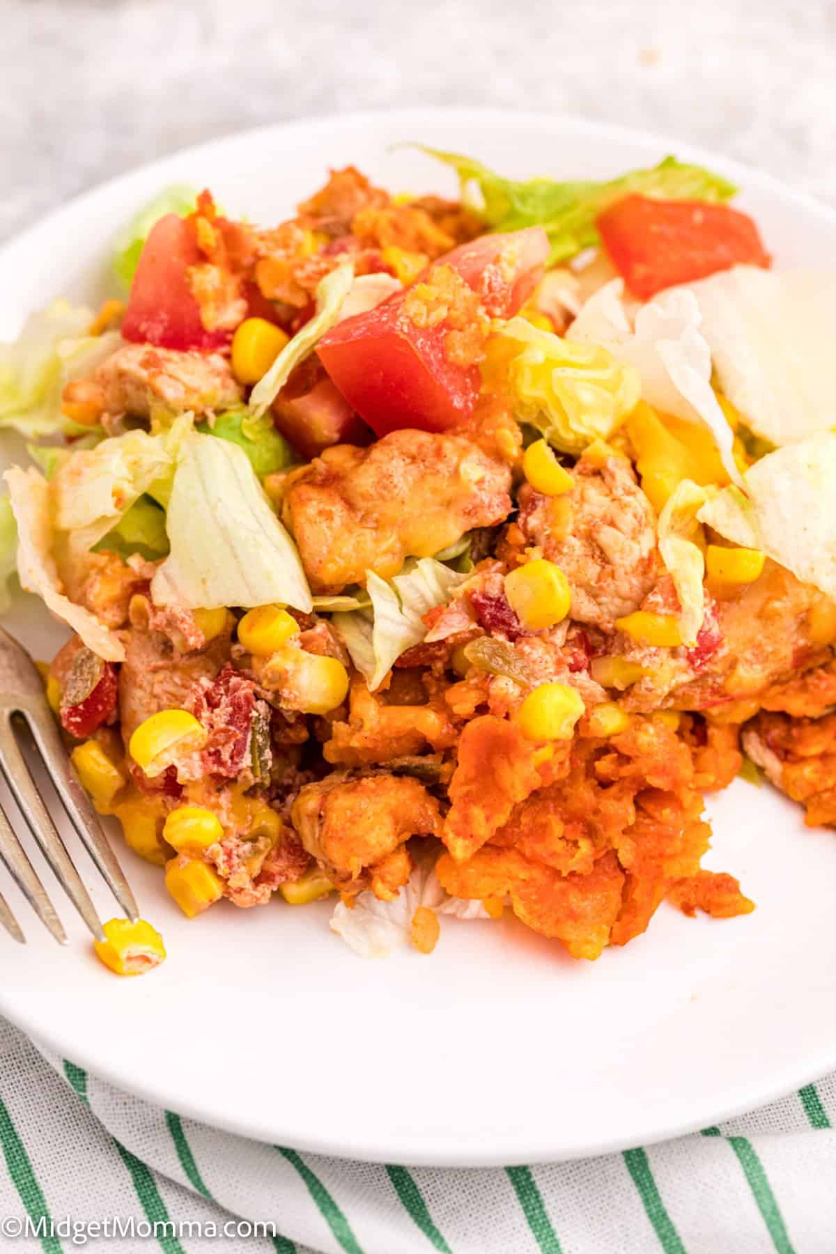 Cheesy Doritos Chicken Casserole on a plate