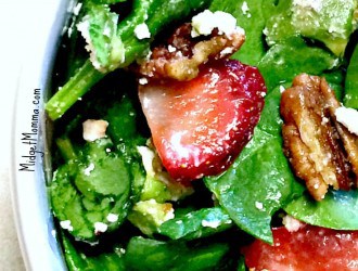 Spinach Strawberry Avocado Pecan Salad and Honey Poppy Seed Salad Dressing. Made with fresh ingredients including Spinach Strawberry Avocado and Pecans