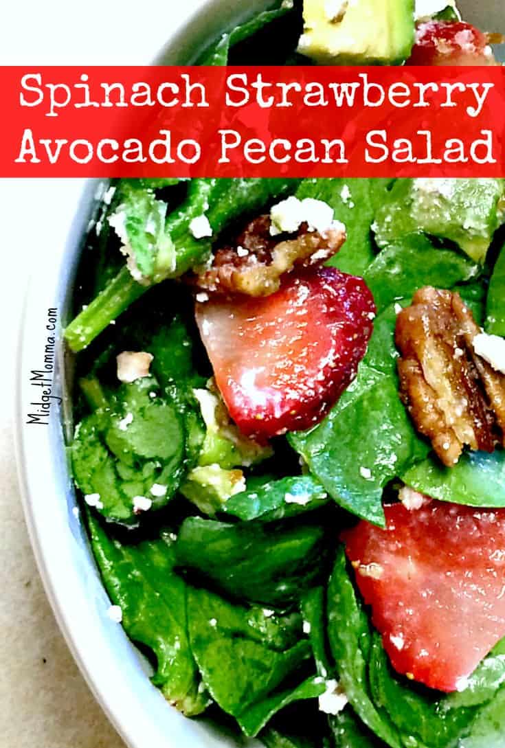 Spinach Strawberry Avocado Pecan Salad with Poppy Seed Salad Dressing