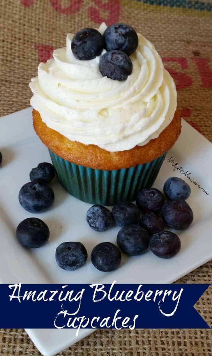 Homemade Blueberry Cupcakes made with fresh blueberries