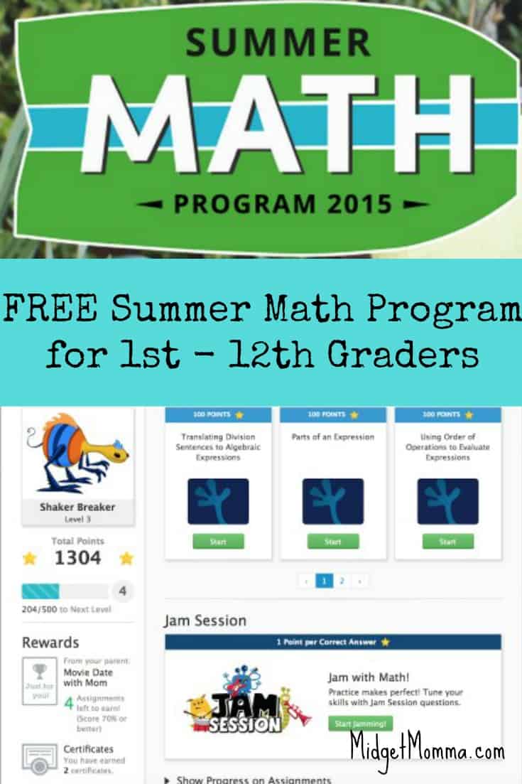Free Online Summer Math Program for Kids (1st 12th grade)