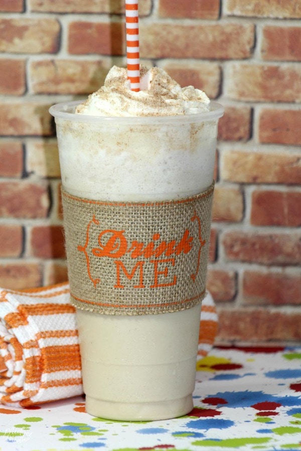 Starbucks copycat cinnamon roll frappuccino recipe in a disposable frap cup