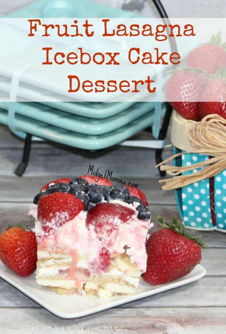 Fruit Lasagna Frozen Ice Box Cake. Easy to make quick dessert that is perfect for the summer. This Fruit Lasagna Frozen Ice Box Cake is great for BBQs.