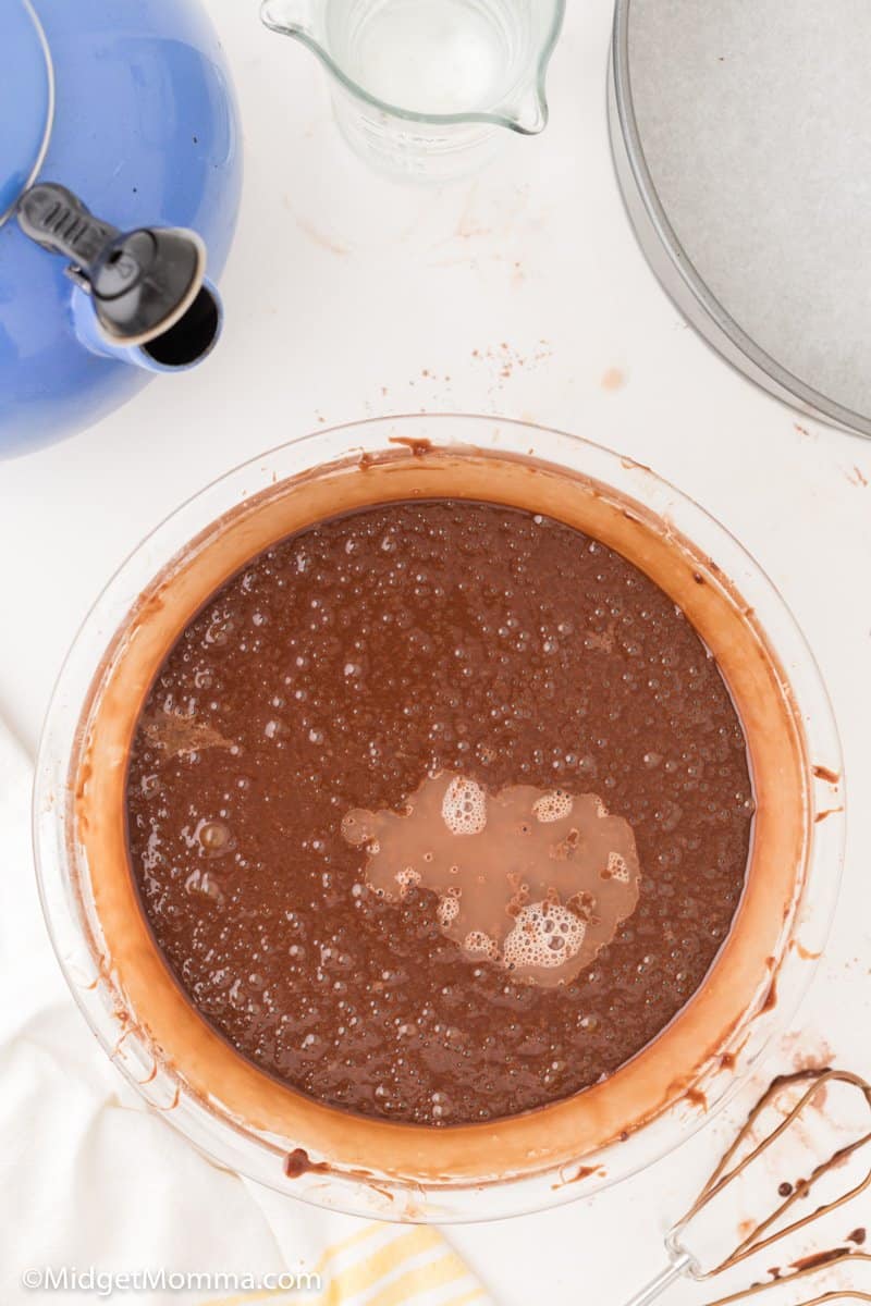 boiling water added to cake batter