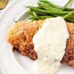 Homemade chicken fried steak with white gravy