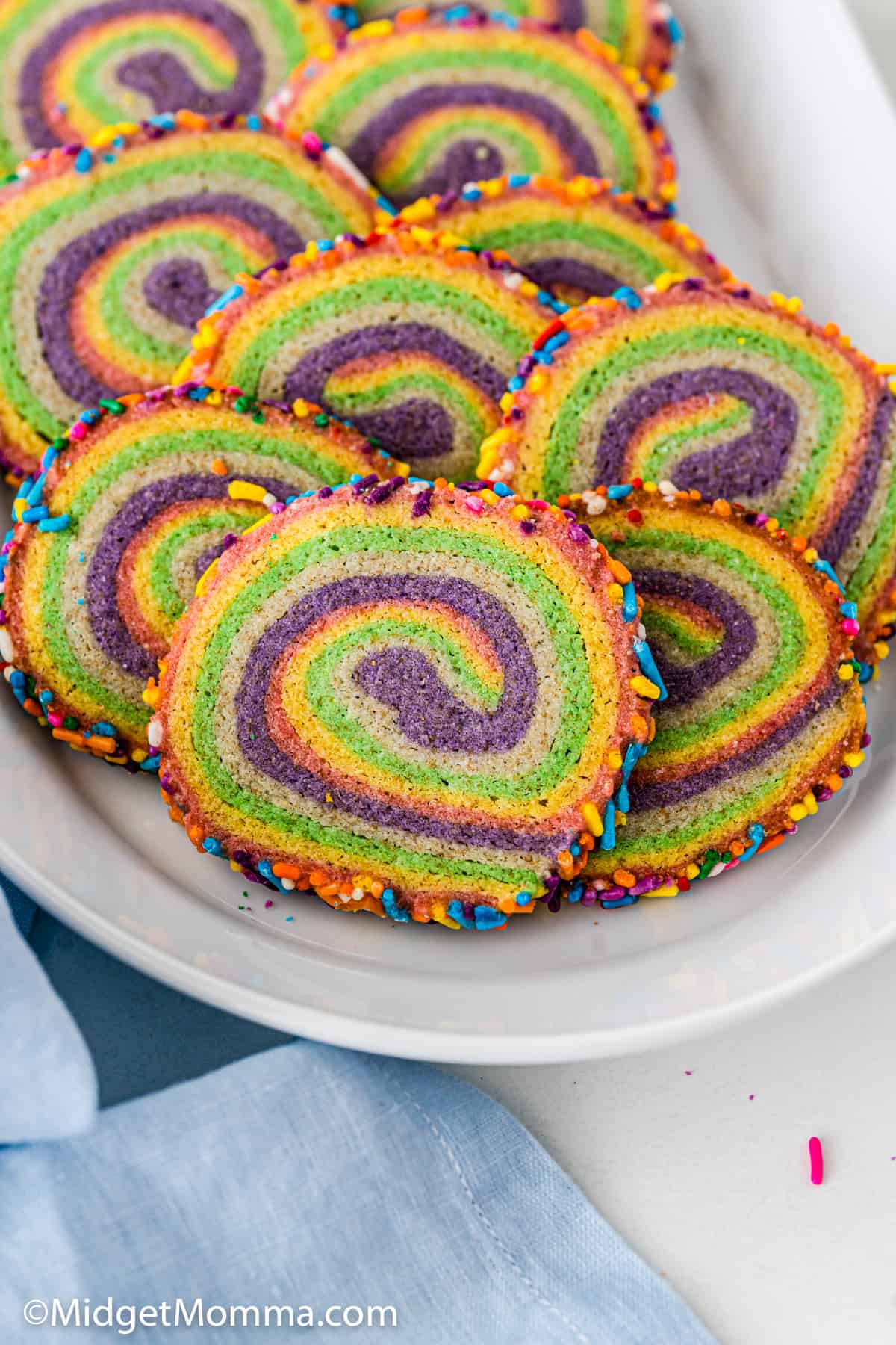 platter of Rainbow Pinwheel Cookies