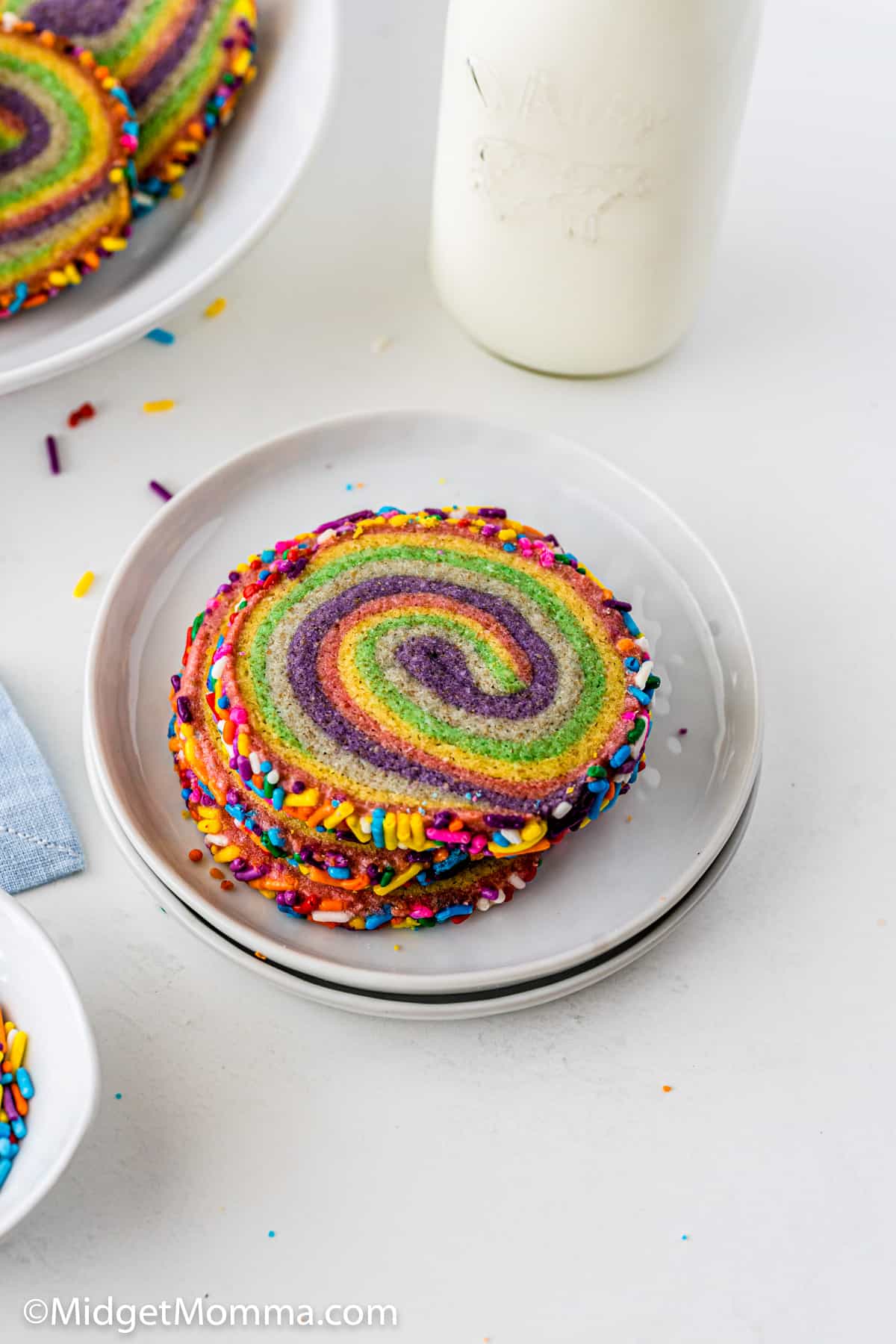 overhead photo of Rainbow Pinwheel Cookies 