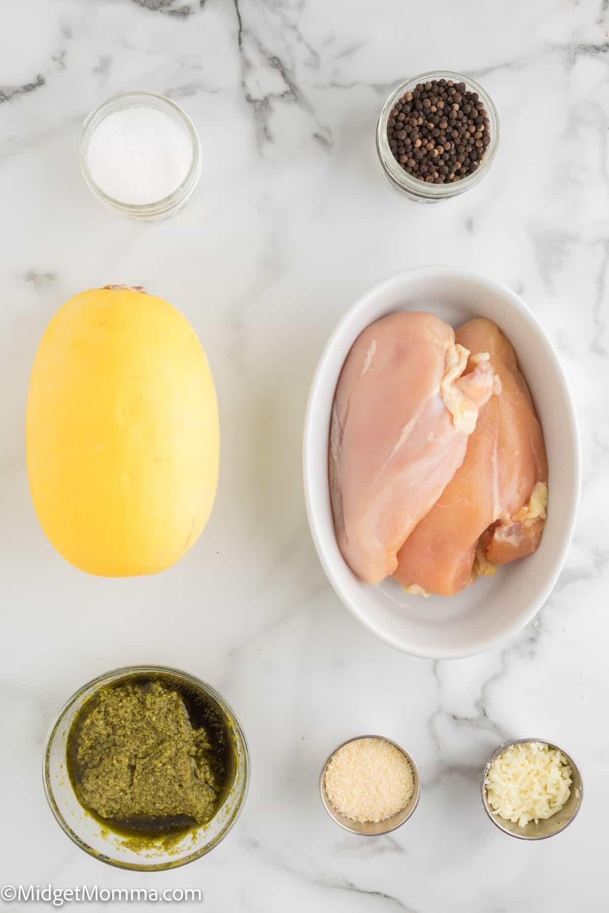 Pesto Chicken Spaghetti Squash Bowls ingredients