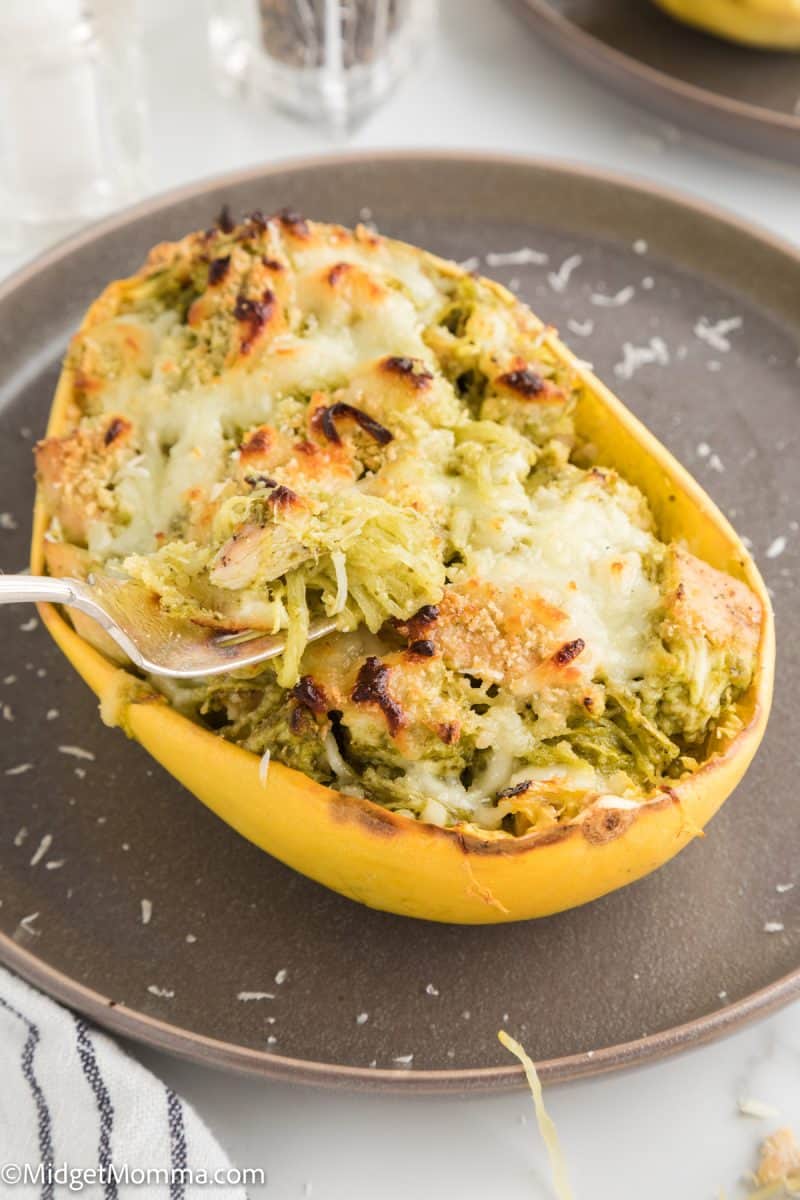 Pesto Chicken Spaghetti Squash Bowls