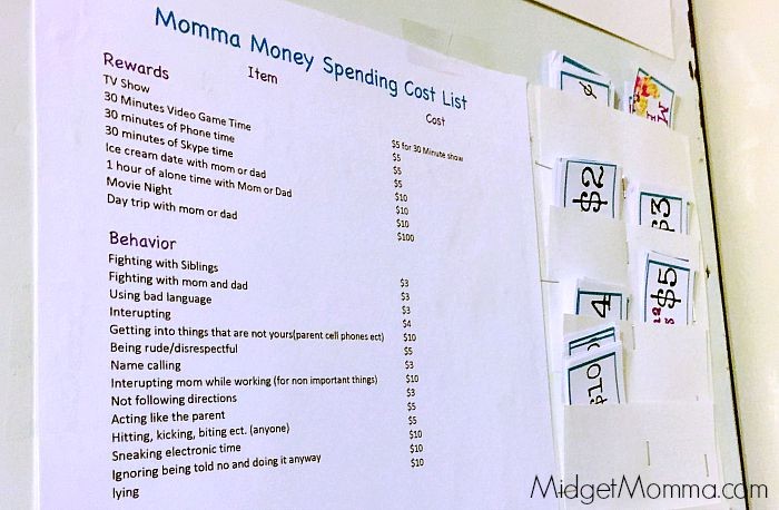 Chore Chart With Money