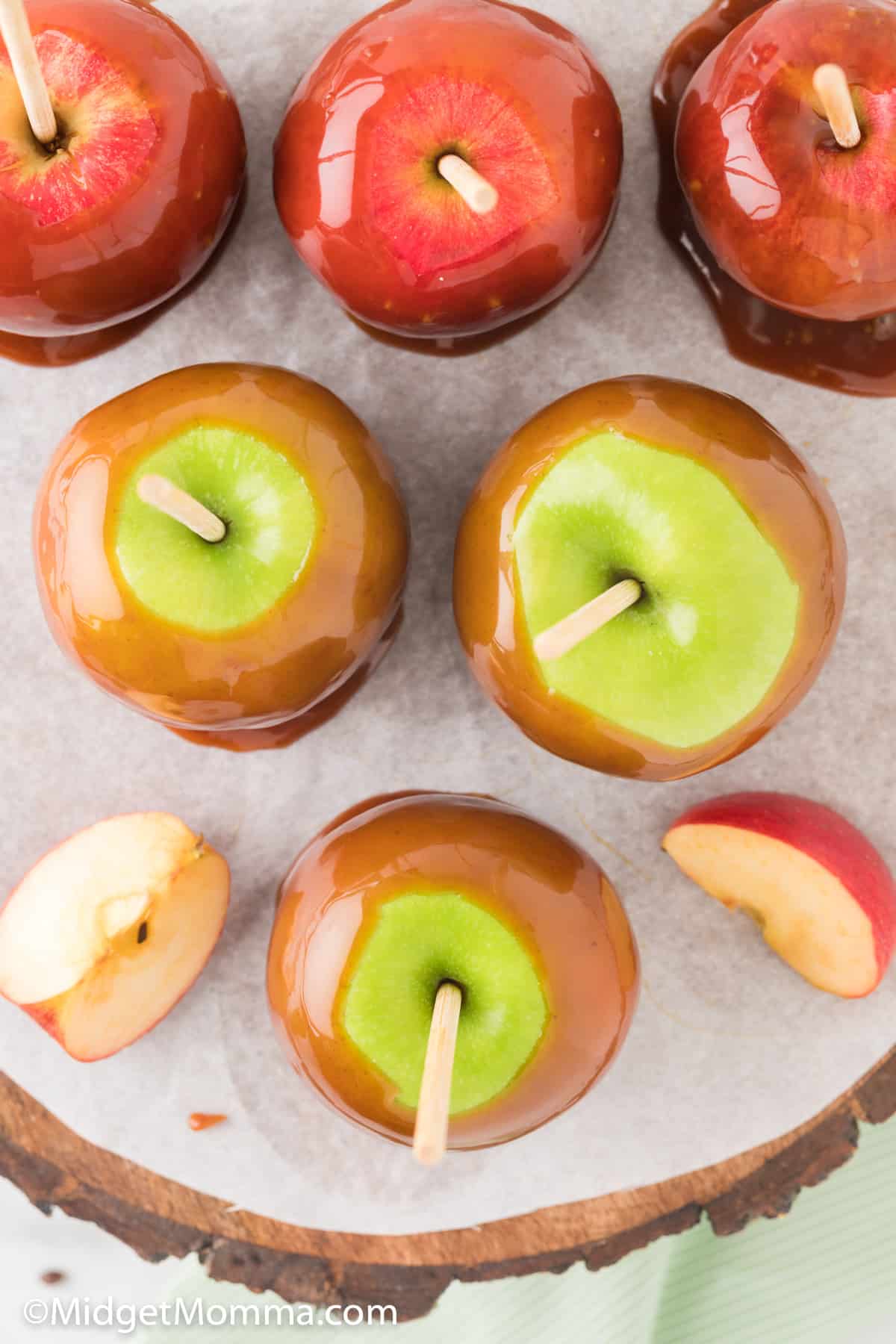 caramel apples overhead shot