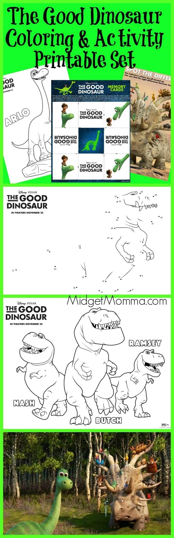 good dinosaur printable coloring and activity sheet