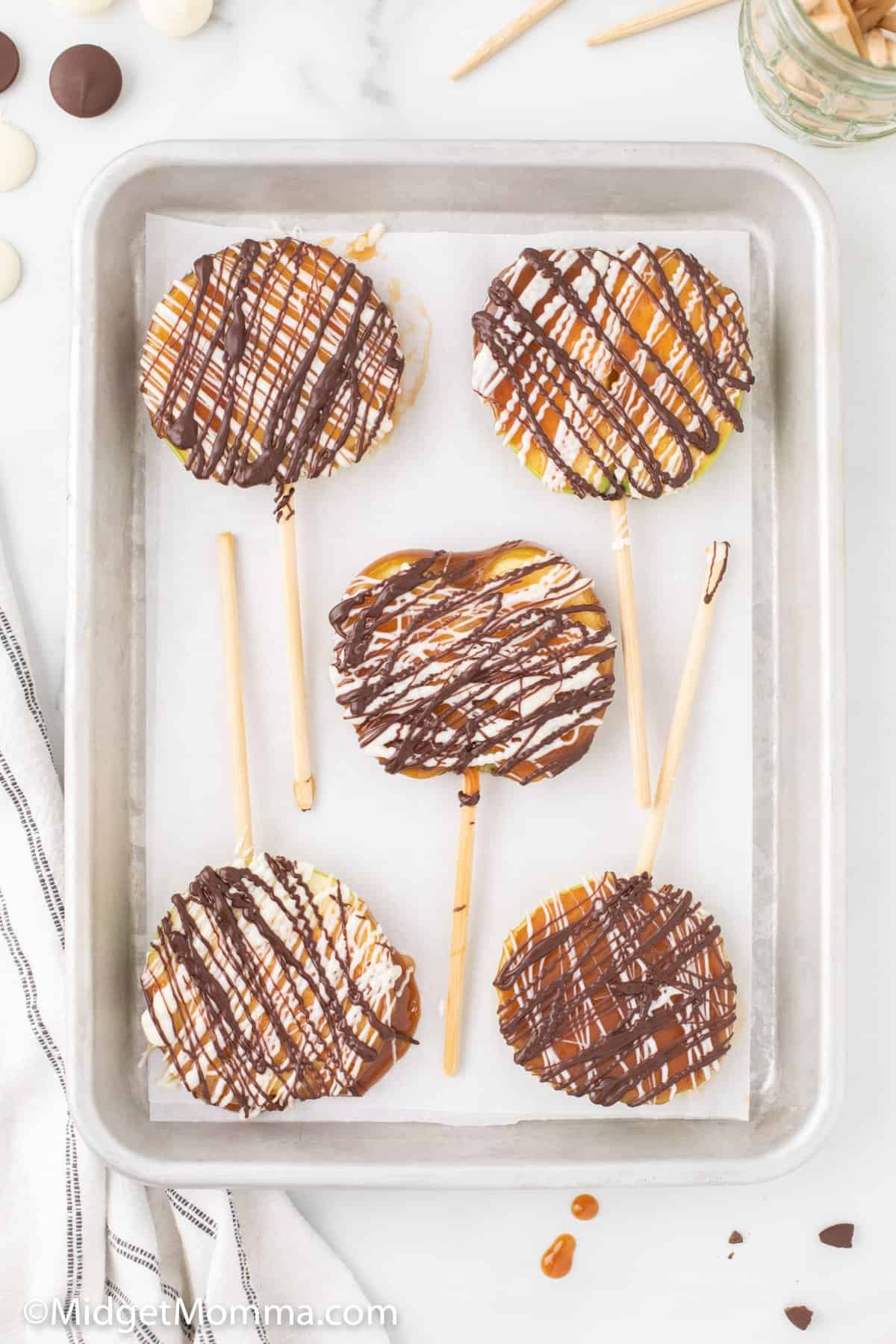 Caramel Apple Slices Pops overhead photo