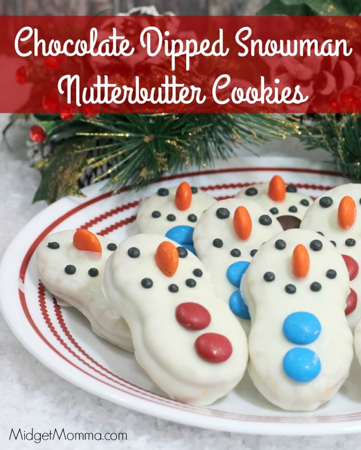Chocolate Dipped Snowman Nutterbutter Cookies