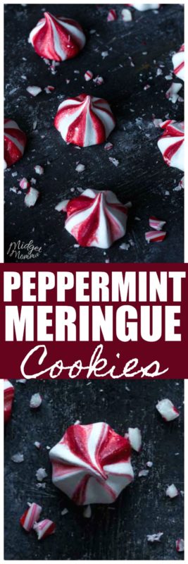These Peppermint Meringue cookies are a light and airy cookie that taste just like a peppermint candy cane. A simple Christmas cookie that has the perfect peppermint flavor! #Peppermint #Meringue #PeppermintCookie #MeringueCookie #PeppermintChristmasCookie #ChristmasCookie Peppermint-Meringue