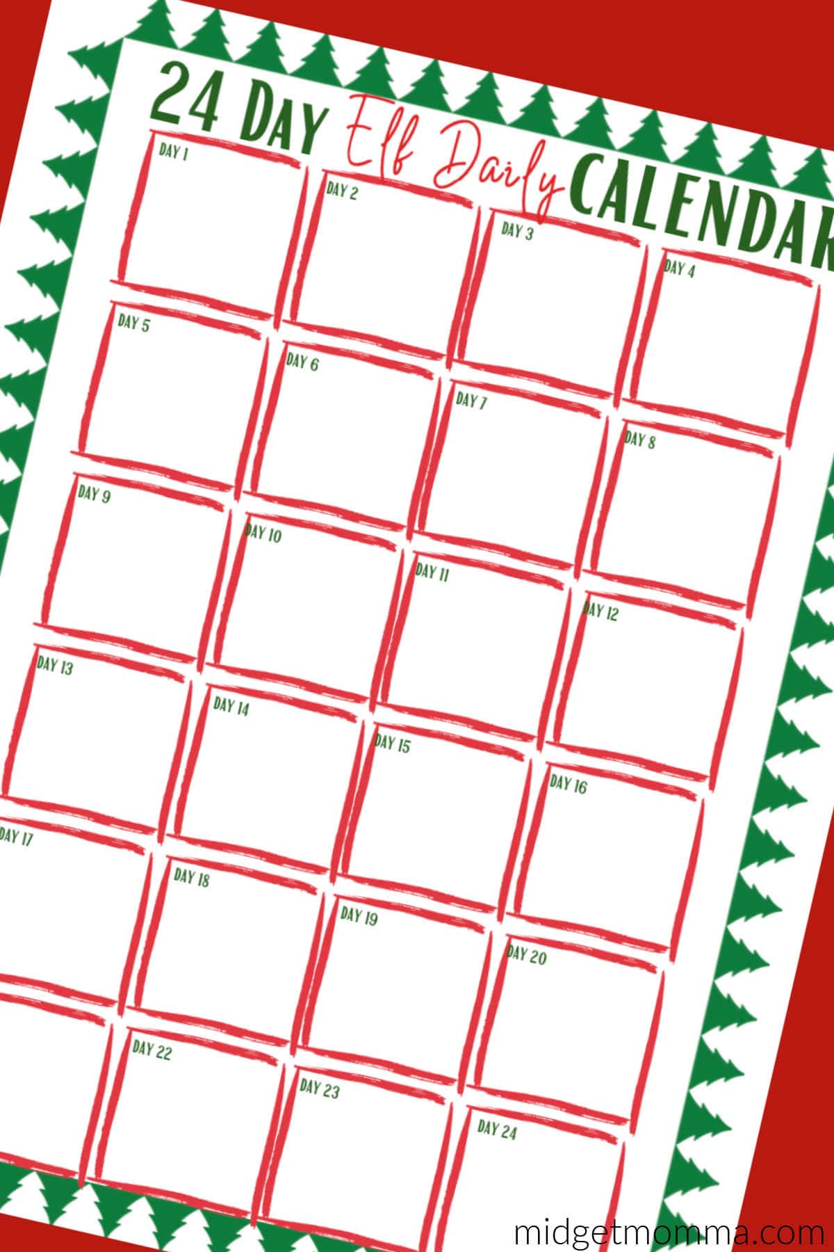 blank 24 days of elf on the shelf ideas calendar
