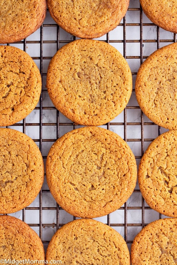 Molasses Cookies Recipe cooling on a baking rack