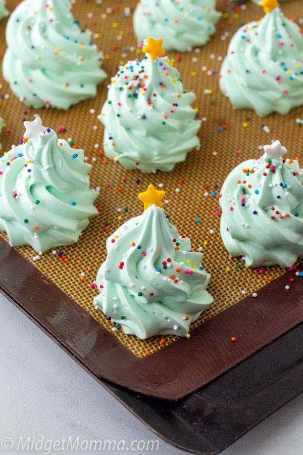 Christmas Tree Meringue Cookies