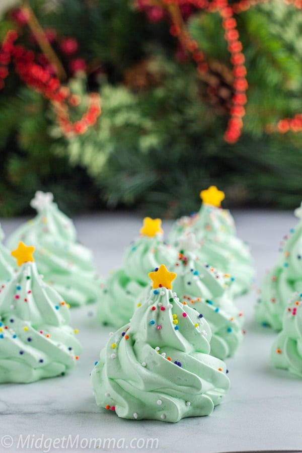 Christmas Tree Meringue Cookies • MidgetMomma