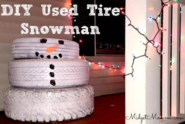 diy used tire snowman