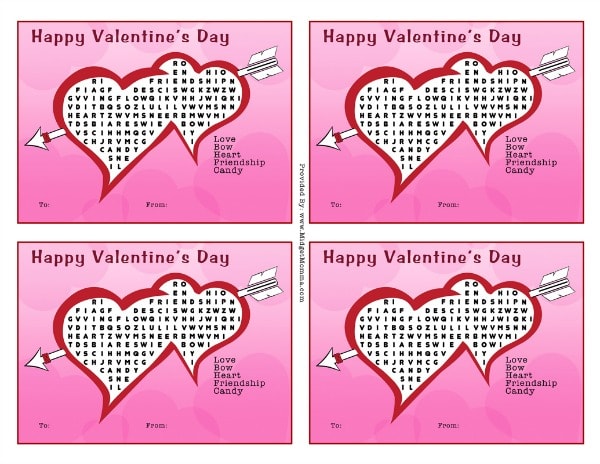Printable Word Search Valentines