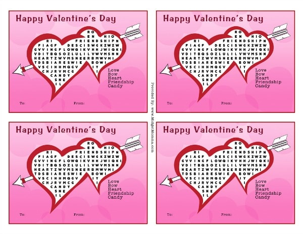 Printable Word Search Valentines