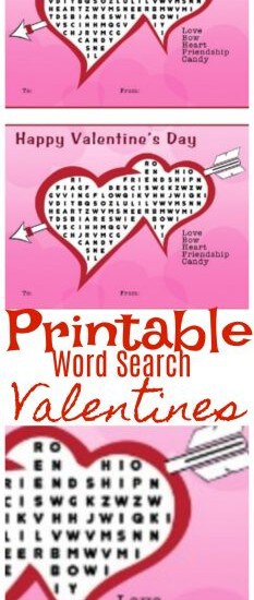 Printable Word Search Valentines