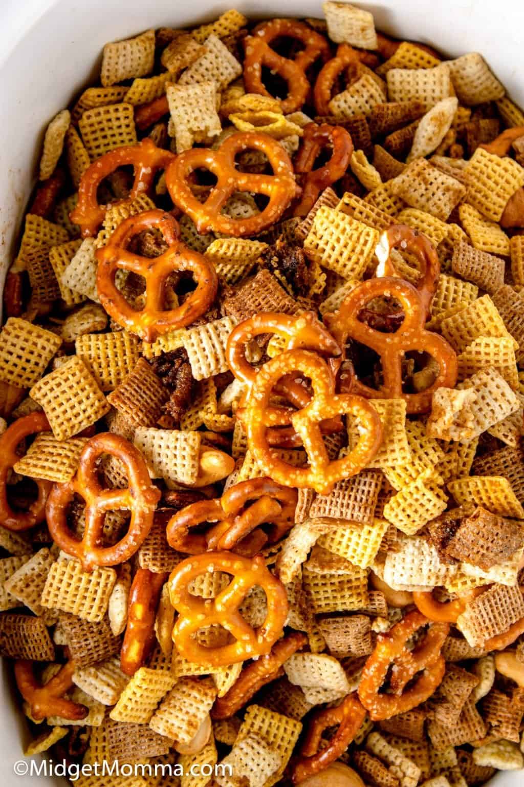 Slow Cooker Chex Snack Mix Recipe • MidgetMomma