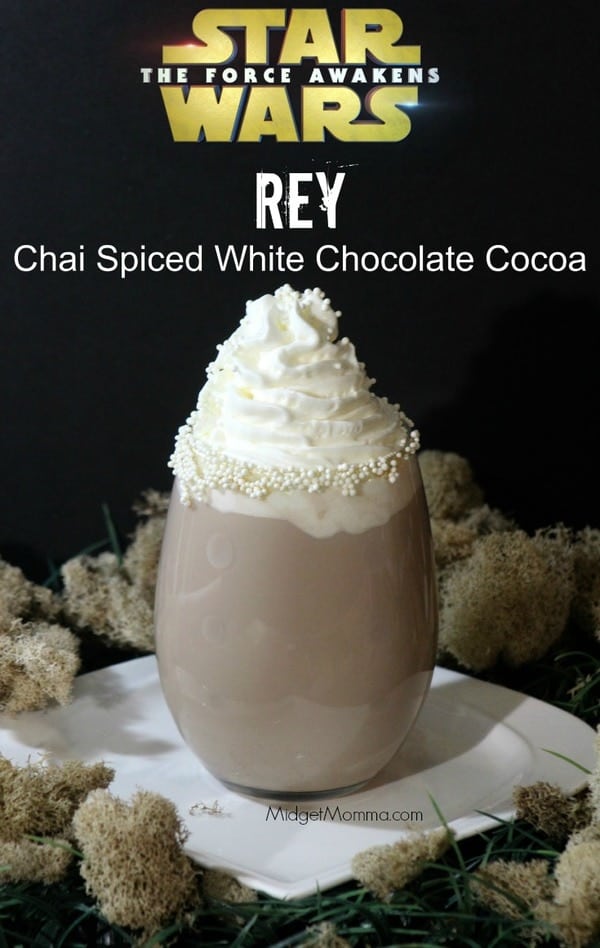 Chai Spiced White Chocolate Cocoa. Star Wars inspired Chai Spiced White Chocolate Cocoa. Easy to make and everyone will love it. Star Wars drink, Star Wars food, Star Wars party drink, star wars hot chocolate, star wars character drink.