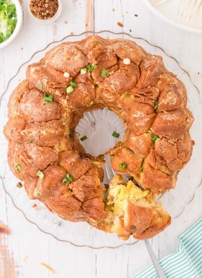 overhead shot Bacon Egg & Cheese Breakfast Monkey Bread