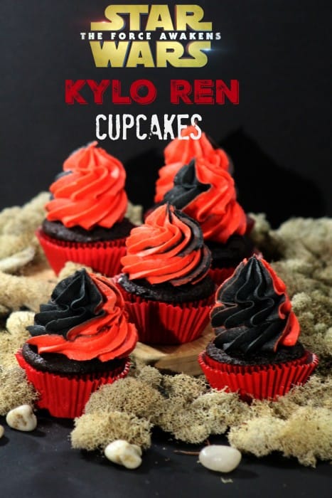 Star Wars Kylo Ren Cupcakes A fun cupcake to make for a Star Wars Party. Red and black Star Wars Kylo Ren Cupcakes that are fun too! 