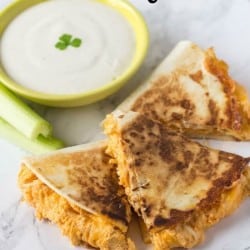 This amazing Buffalo Chicken Quesadilla Is perfect for lunch, snacks and any party you might have! #Buffalo #Chicken #Quesadilla