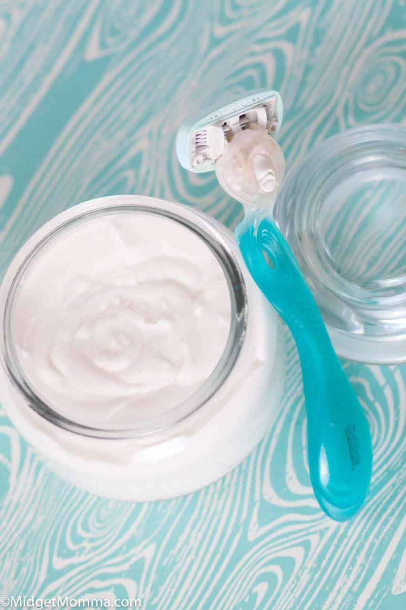 Easy homemade Shaving Cream in a glass jar on the counter