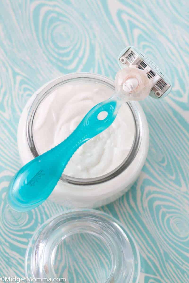 Coconut shaving cream in a glass jar