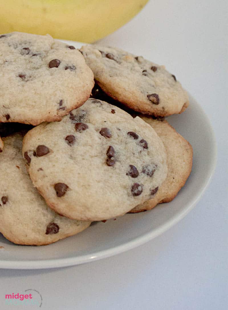 banana chocolate chip cookies with no eggs recipe on a plate close up photo