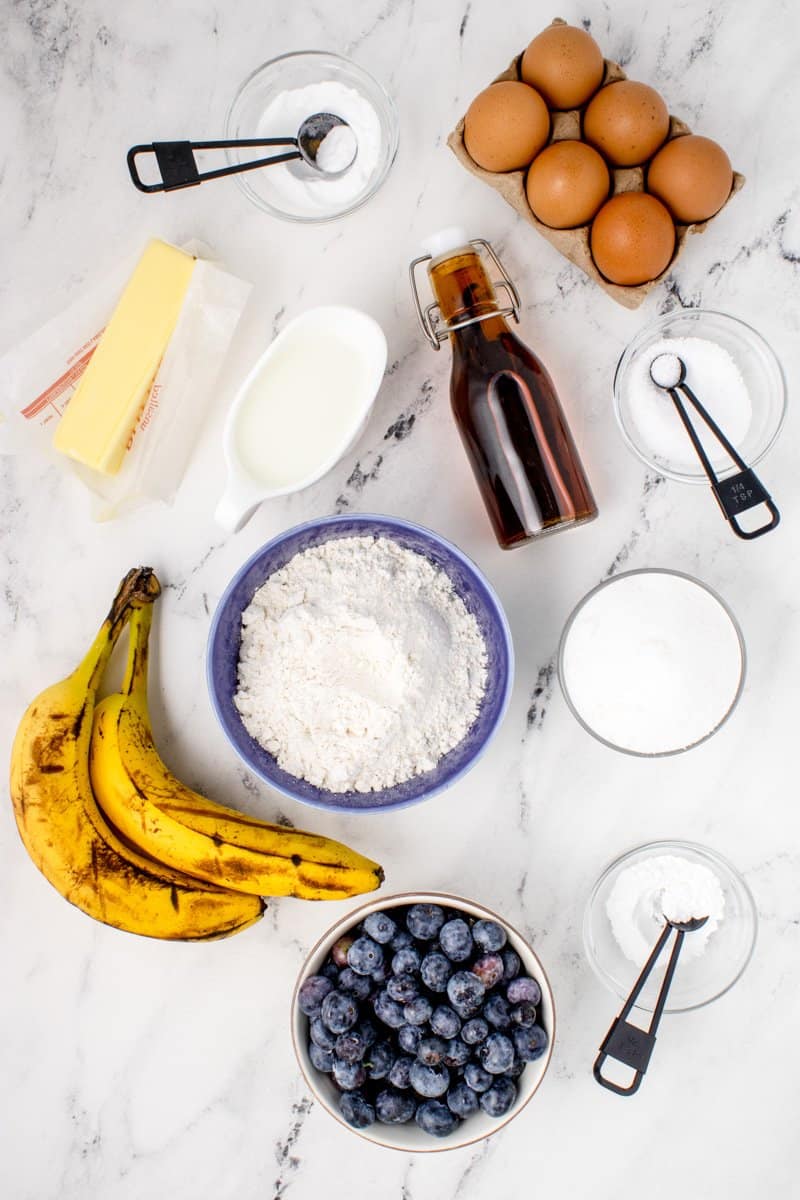 mini blueberry banana muffins ingredients