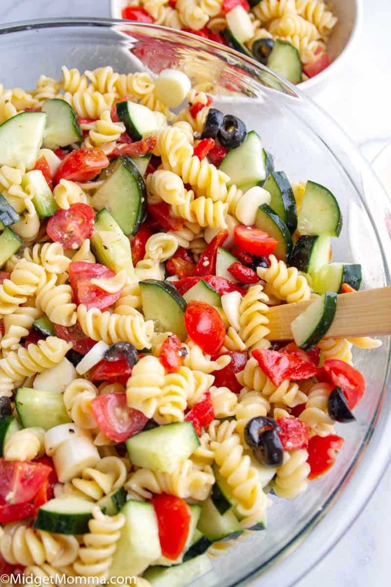 Italian Pasta Salad in a glass bowl