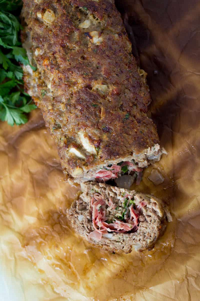 Italian Stuffed Meatloaf top view