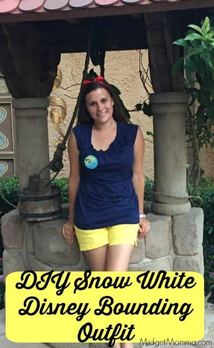 Snow White Disney Bounding Outfit. Easy to make DIY outfit to be dressed as Snow White while you are in Disney World. Make your own shorts to match