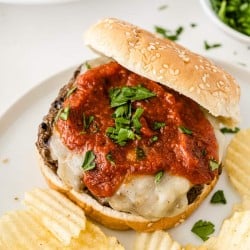 overhead photo of pizza burgers recipe