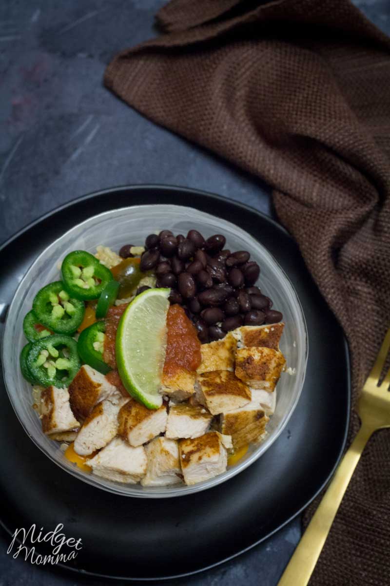 Chicken Quinoa Burrito Bowls • MidgetMomma