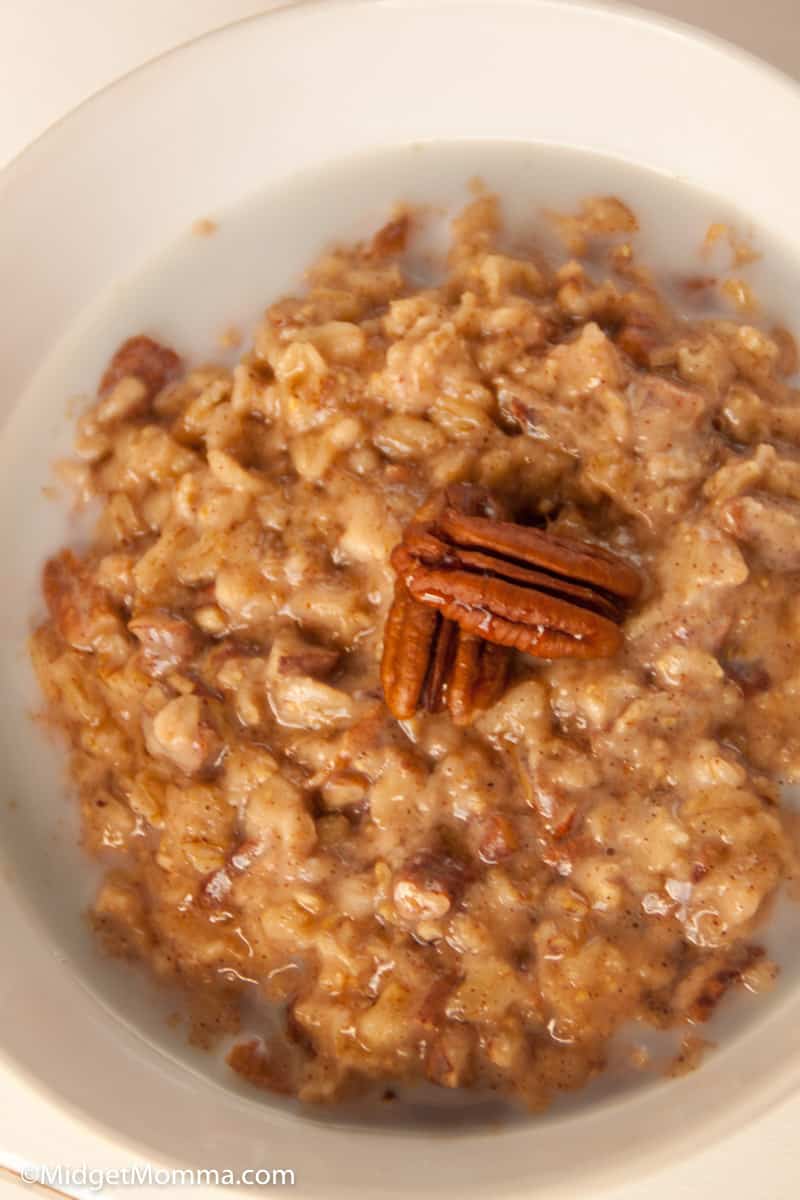 homemade oatmeal with pecans in a bowl