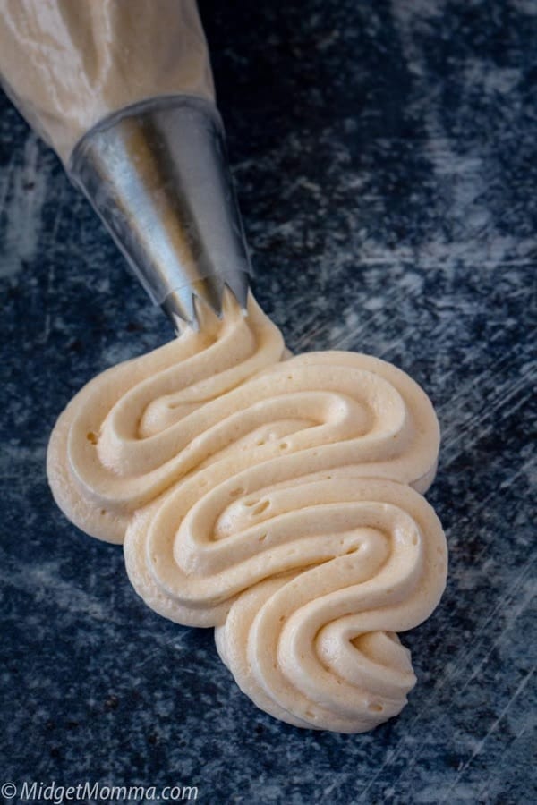 Caramel Buttercream Frosting in a piping bag