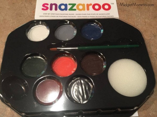 Snazaroo face painting kit with brush on a table.